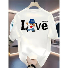 Retro T-Shirt with "LOVE" Graphic & Bear Design