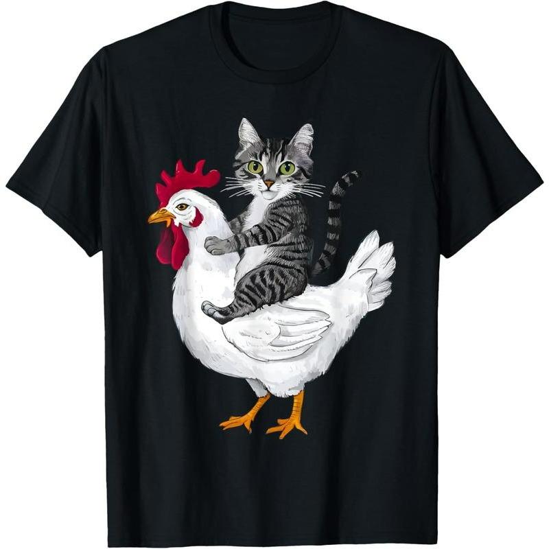 Funny Cat on a Chicken T-Shirt