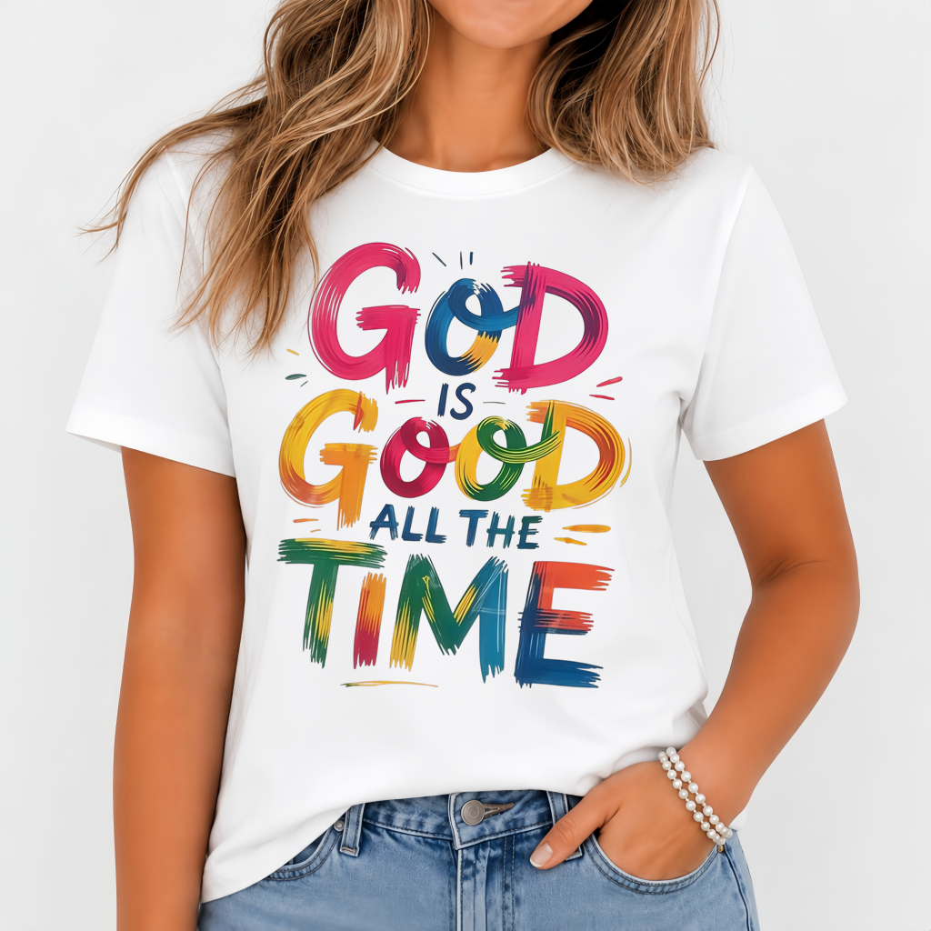 God Is Good All The Time Shirt Women Christian Graphic Tee Inspirational Top