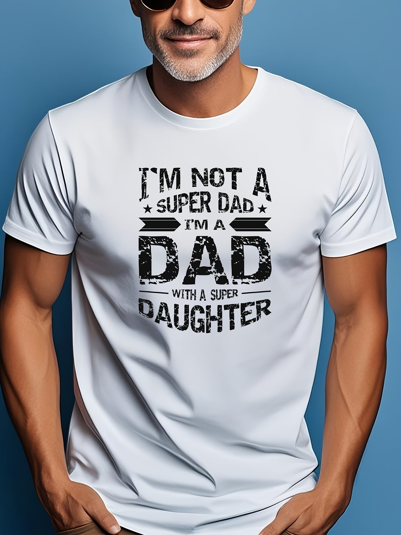 Men's Super Dad Graphic T-Shirt, Funny Father and Daughter Crew Neck Short Sleeve Tee, Father's Day Gift Shirt for Dad, Soft Casual Cotton Blend Graphic Top