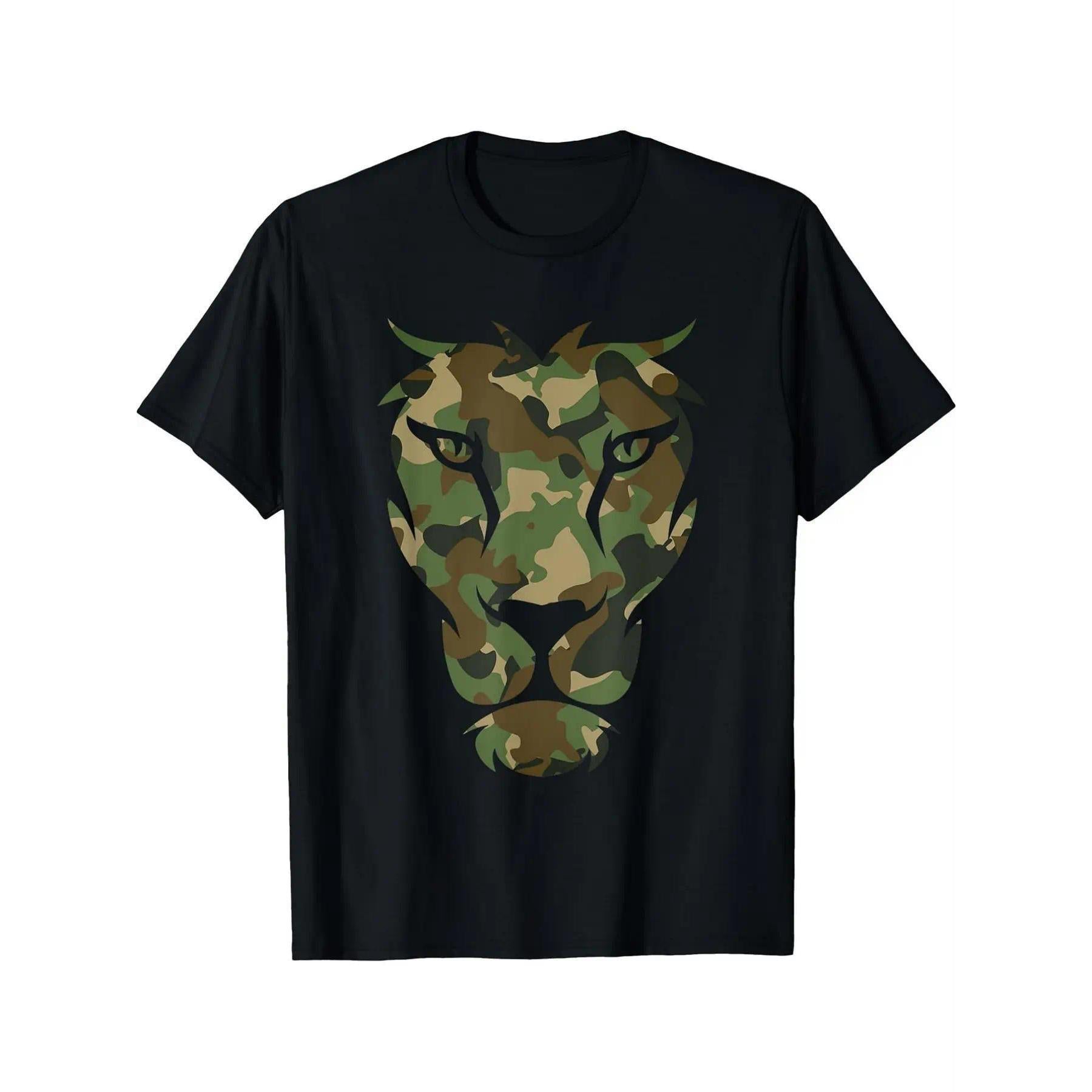 2026 New Arrival Camouflage Lion Head T-Shirt | Dad Gift Casual Tee Menswear Top Man Tshirt Streetwear Tropical Crewneck Shortsleeve