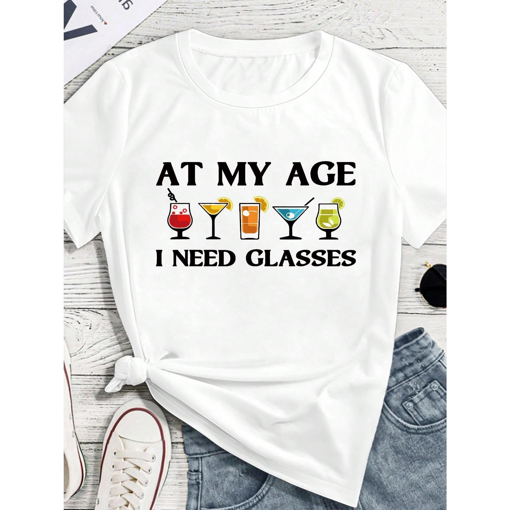 Minimalist Wine Glass Print T-Shirt