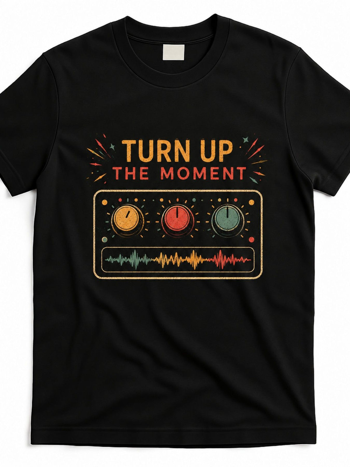 Men'S Short Sleeve Graphic T-Shirt Turn Up The Moment Retro Audio Mixer Sound Wave Music Lover Tee