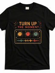 Men'S Short Sleeve Graphic T-Shirt Turn Up The Moment Retro Audio Mixer Sound Wave Music Lover Tee