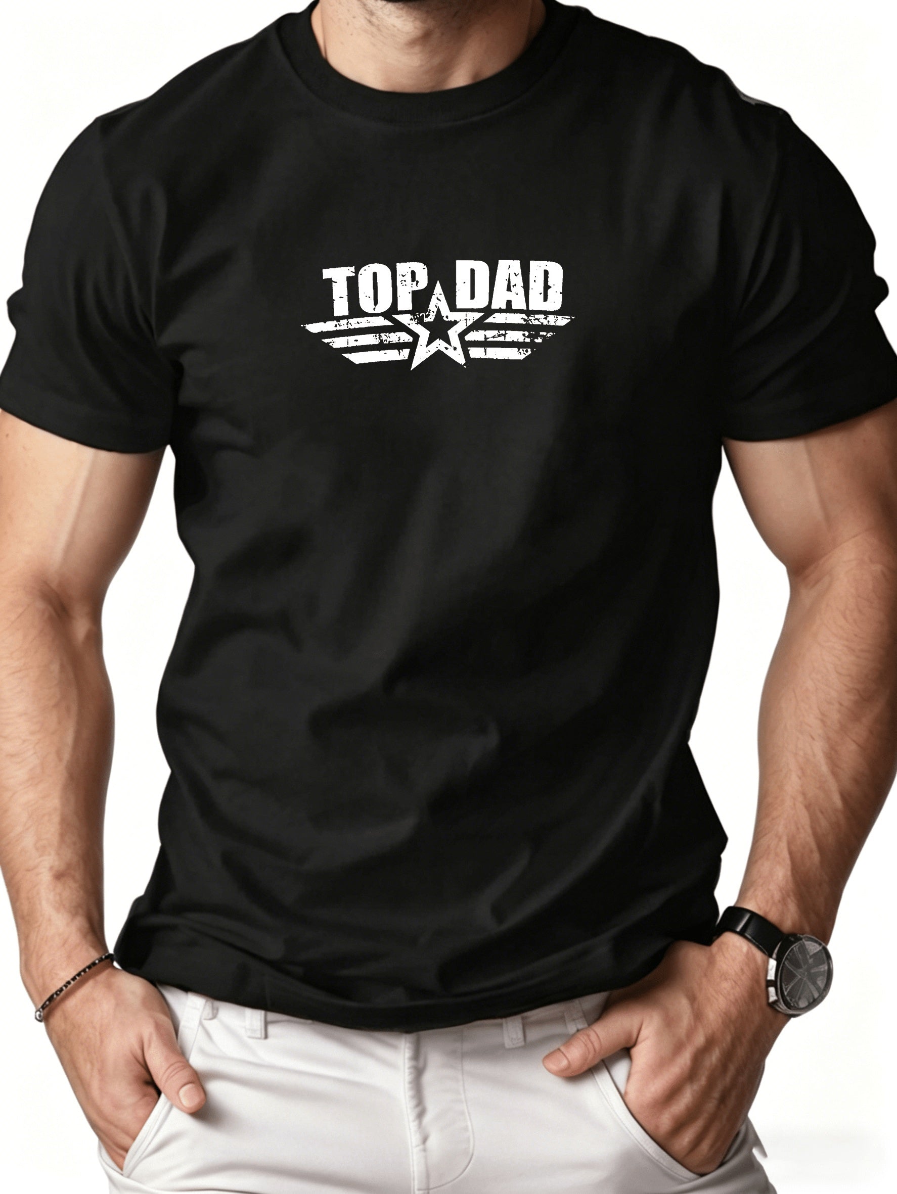 100% Cotton Casual Men's T-shirt, Summer Casual Crew Neck T-shirt, Top Dad Letter Print Men's T-shirt Father's Day gift