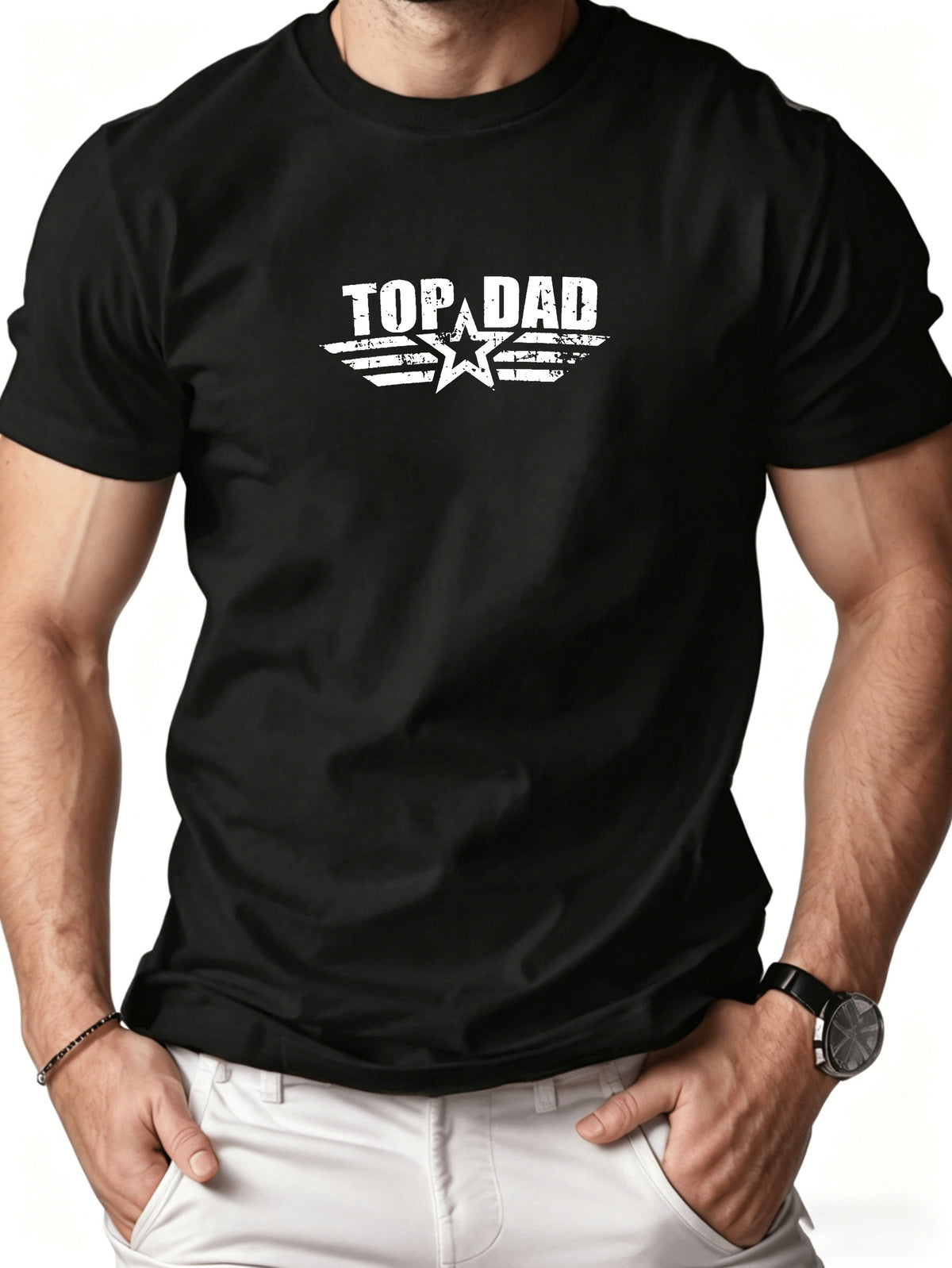 100% Cotton Casual Men's T-shirt, Summer Casual Crew Neck T-shirt, Top Dad Letter Print Men's T-shirt Father's Day gift