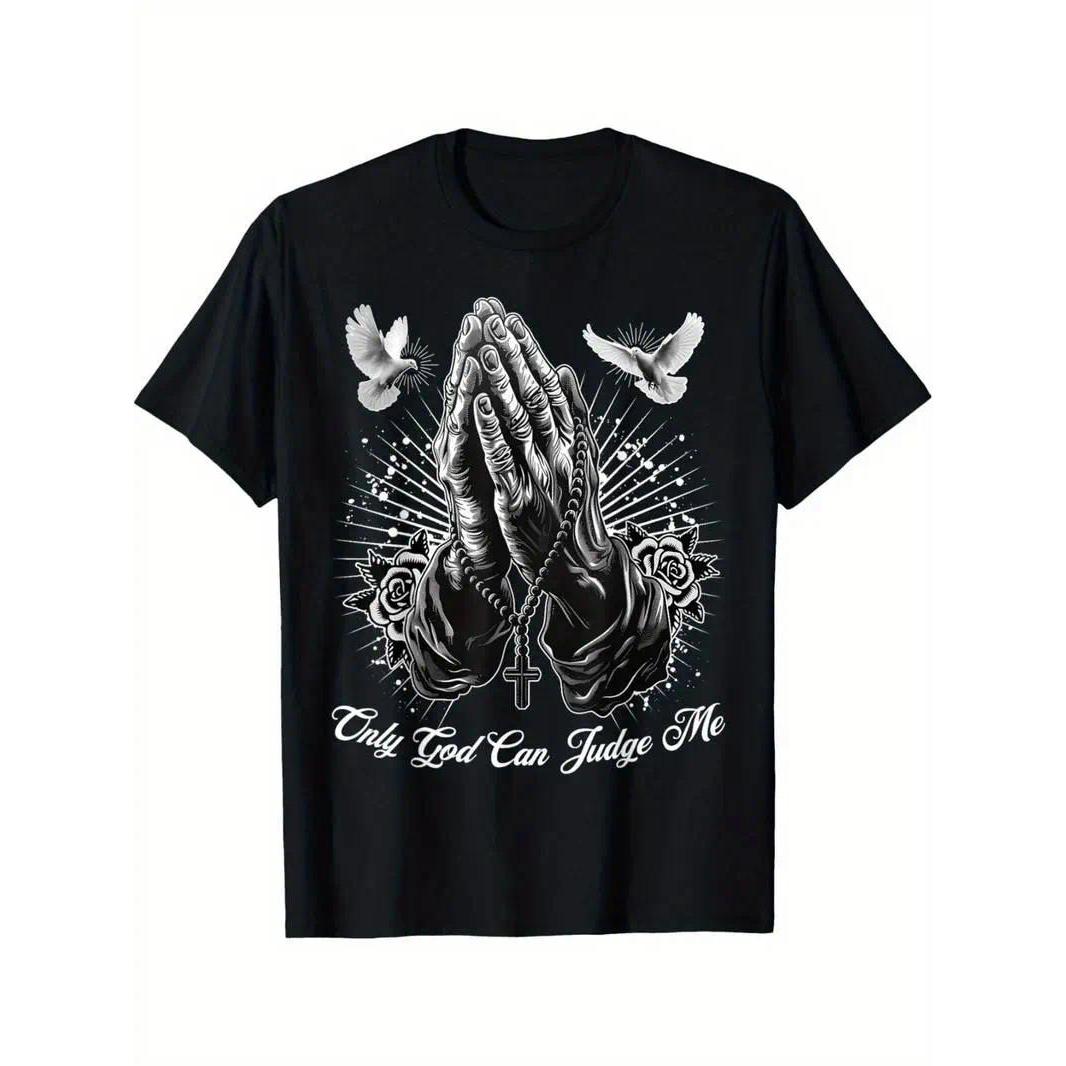 Only God Can Judge Me Praying Hands Chicano Tattoo Dove Print Unisex Tee