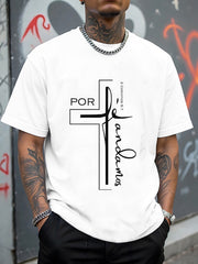 Spanish Christian T-Shirt Por Fe Andamos Cross Tee 2 Corinthians 5:7 Faith Shirt