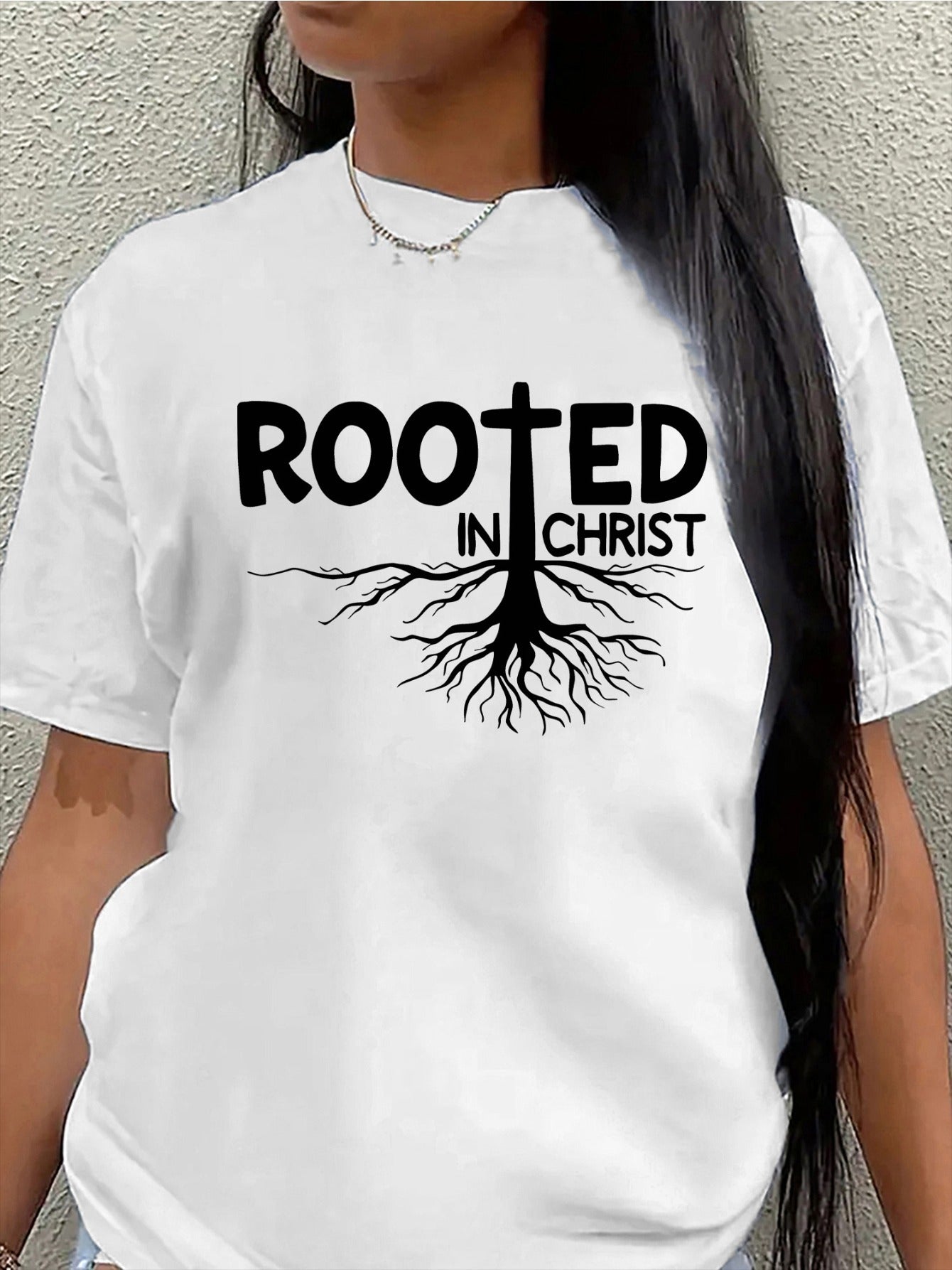 [Faith Graphic T-Shirt] Lightweight And Durable T-Shirt - Faith-Inspired Design with Cross And Roots Graphic - Ideal for Everyday Use, Church Services, Or Casual Gatherings
