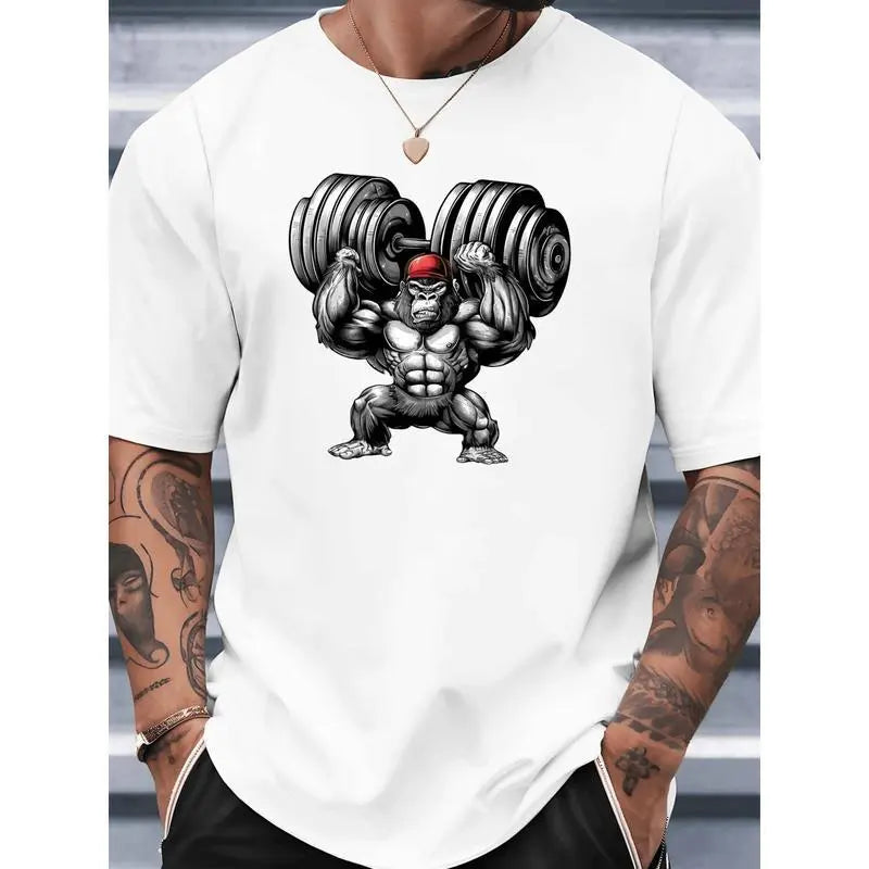 Men's Quick-Dry Athletic Breathable Activewear Sports T-Shirt - Anti-Shrink Wicking Barbell Lift Graphic Top