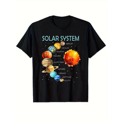 Solar System Space Explorer T-shirt Astronomy Lover Gift Cosmos Graphic Tee Science Teacher Universe Explorer Top Unisex Summer Casual Soft Cotton Crew Neck