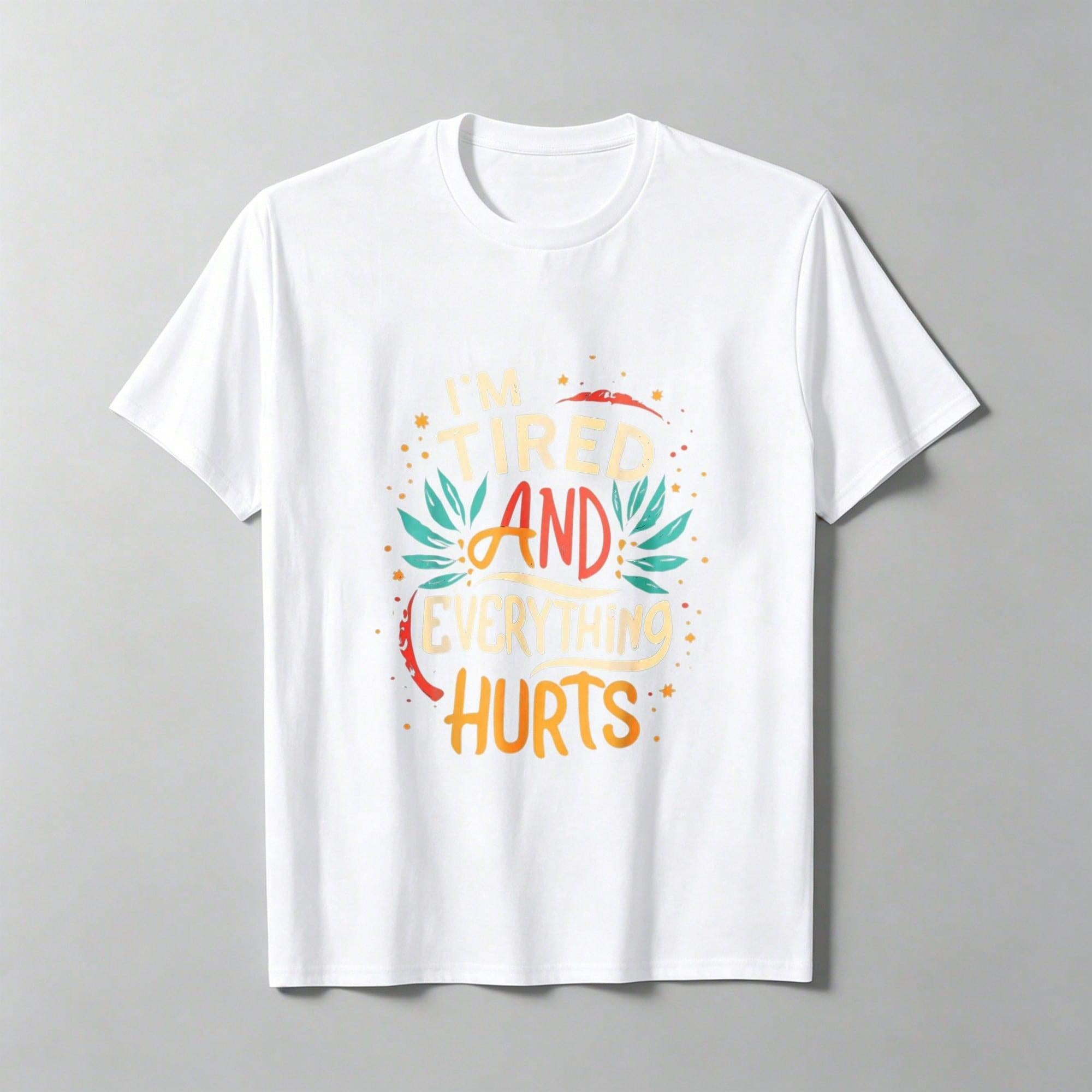 Women's Fun "I'm So Tired, My Whole Body Aches" Fitness T-Shirt - Loose-Fitting , A Humorous Outfit Suitable For All Seasons.