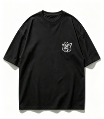 Unisex Pocket Cat Graphic T‑Shirt, Cute But Wild Street Doodle Back Print, Japanese Style Casual Crew Neck Short Sleeve Tee for Men Women
