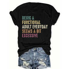 Letter Print Crewneck Tee – Casual Short Sleeve Spring Summer Shirt for Women, Soft Everyday Top