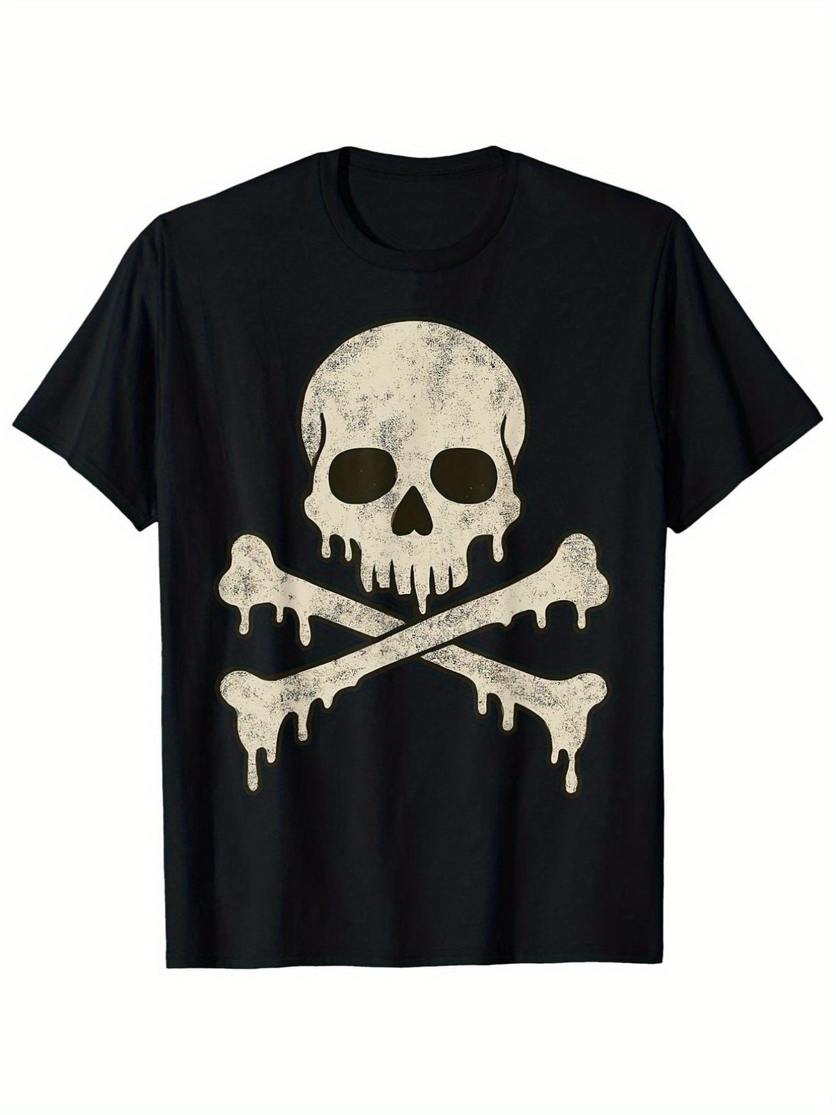 Pirate Skull Jolly Roger Graphic Tee for Men, Crossbones Skeleton Print Short Sleeve T-Shirt, Casual Crew Neck Top for Everyday Beach Sport Wear