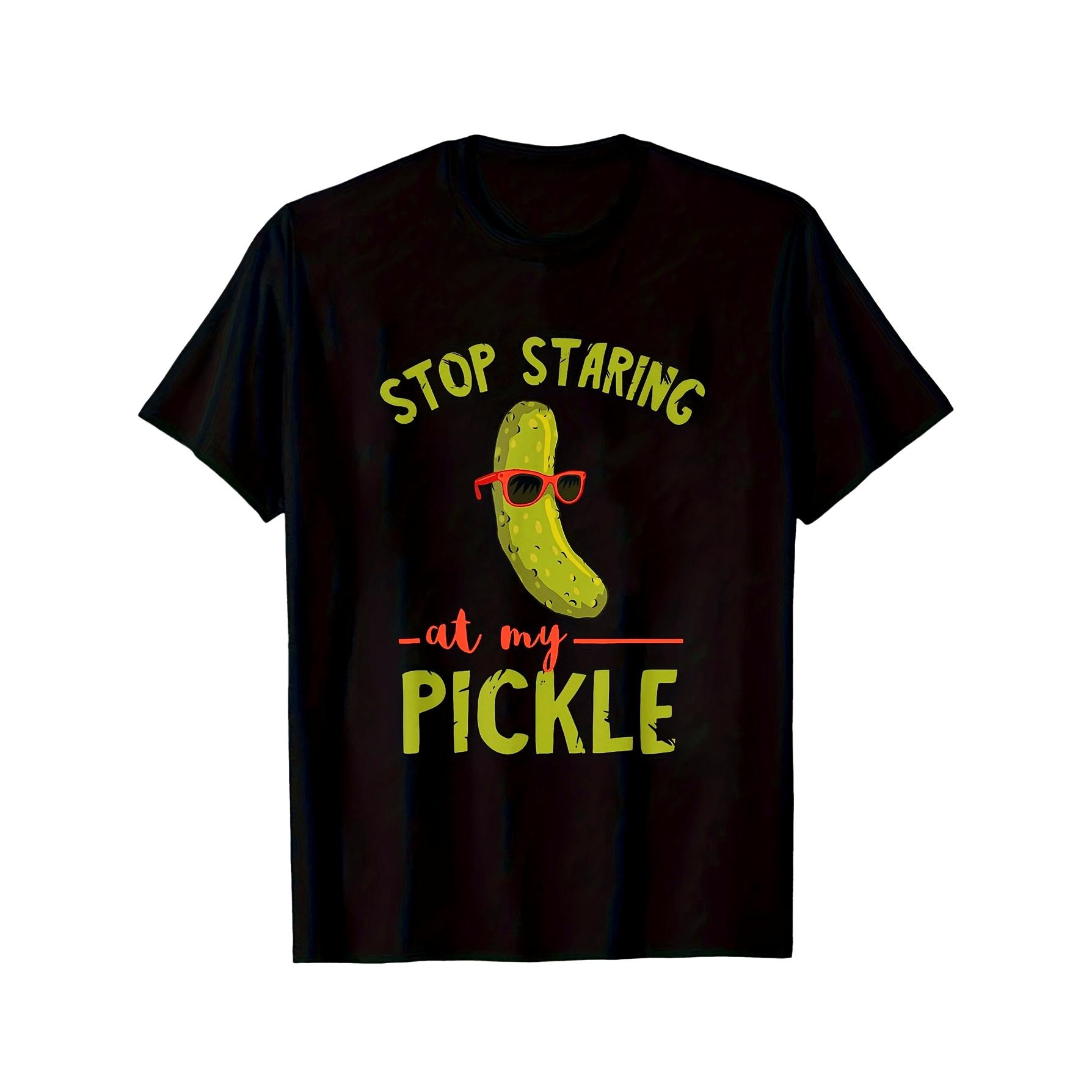 Men's Unique Pickle Pattern Round Neck T-Shirt - Single-Piece Casual Wear All Year Round - Perfect Gift