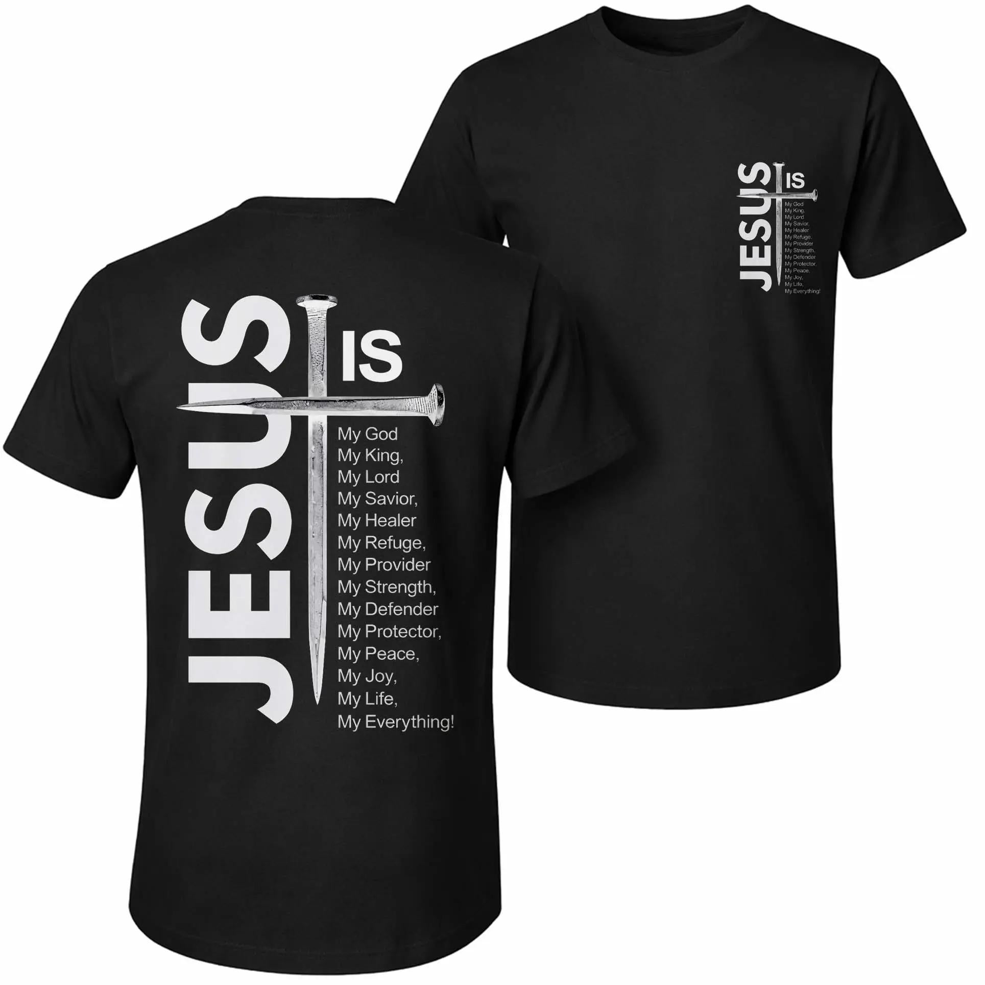 Men's Retro Cotton Tee, Jesus & Cross Graphic Print Streetwear Top, Loose Fit & Breathable for Daily Wear, Cross Print Men's Short-Sleeve T-Shirts, Faith-Inspired Graphic Men's Short-Sleeve T-Shirts