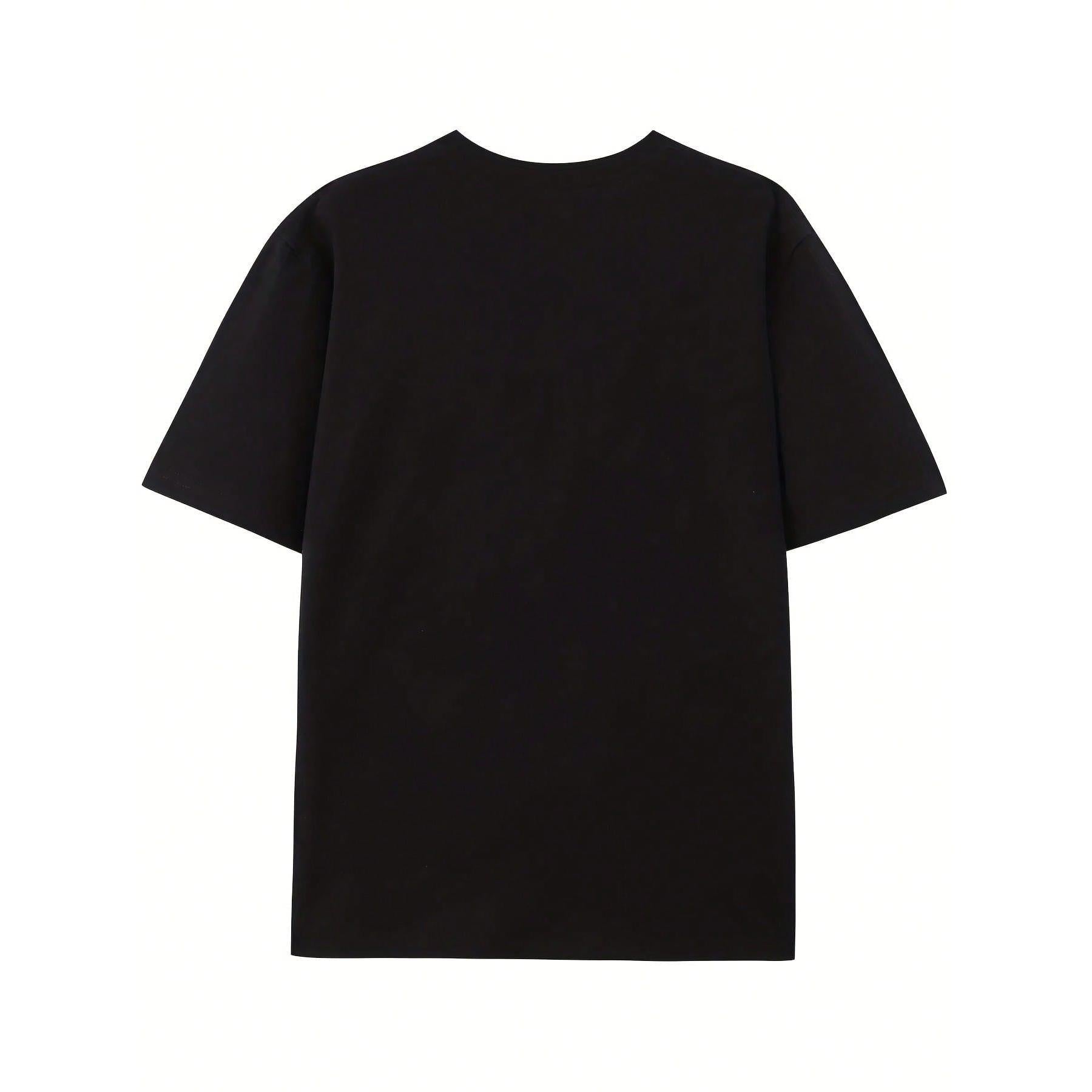 Retro Ghost T-Shirt, Suitable For Summer And Halloween--Funny Heat-Transfer Round-Neck T-Shirt, Printed With Ghost And Cocktail Patterns, Casual Shirt