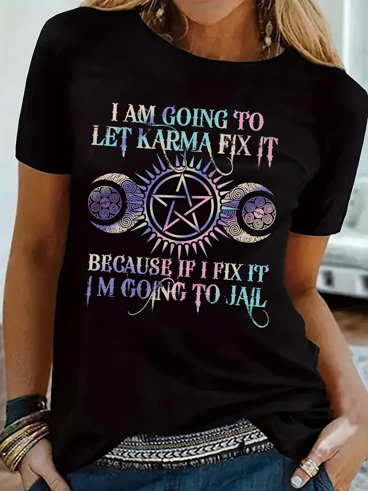 Fashion Casual Graphic Print T-Shirt For Women, Short Sleeve Crew Neck Top for Summer & Spring, Women'S Clothing