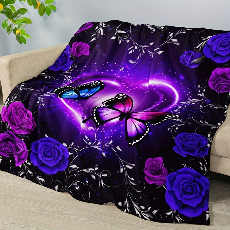 Stylish Classic Popular Butterfly Floral High-Weight Flannel