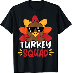 Turkey Trot Squad Print Graphic T-shirt，Thanksgiving Gift，Funny T Shirt For Women Men Crew Neck Short Sleeve Thanksgiving Tshirts