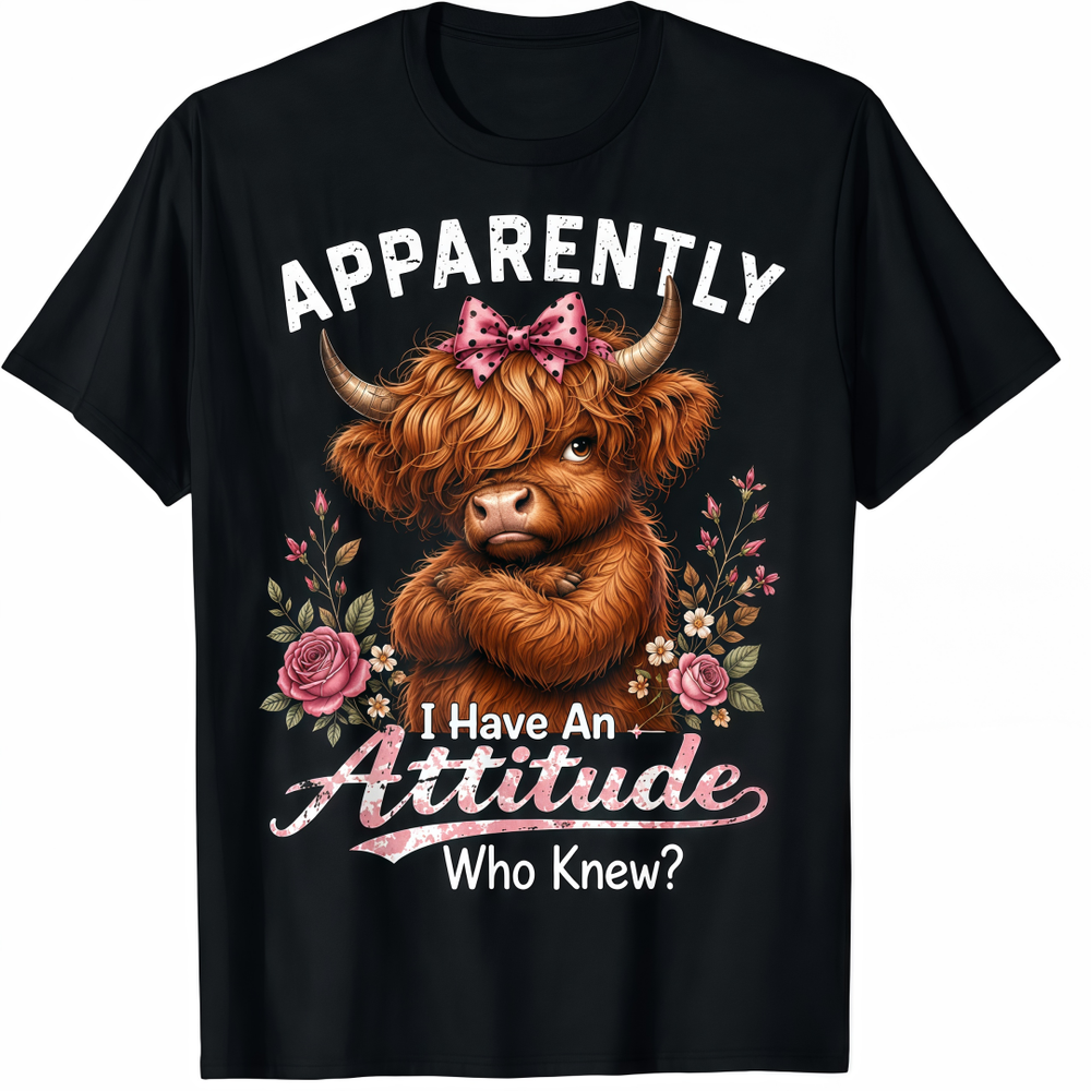 Apparently I Have An Attitude funny highland cow men women T-Shirt