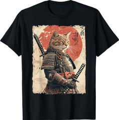 Samurai Cat Warrior Japanese Ukiyo-e Artwork Cat Samurai T-Shirt