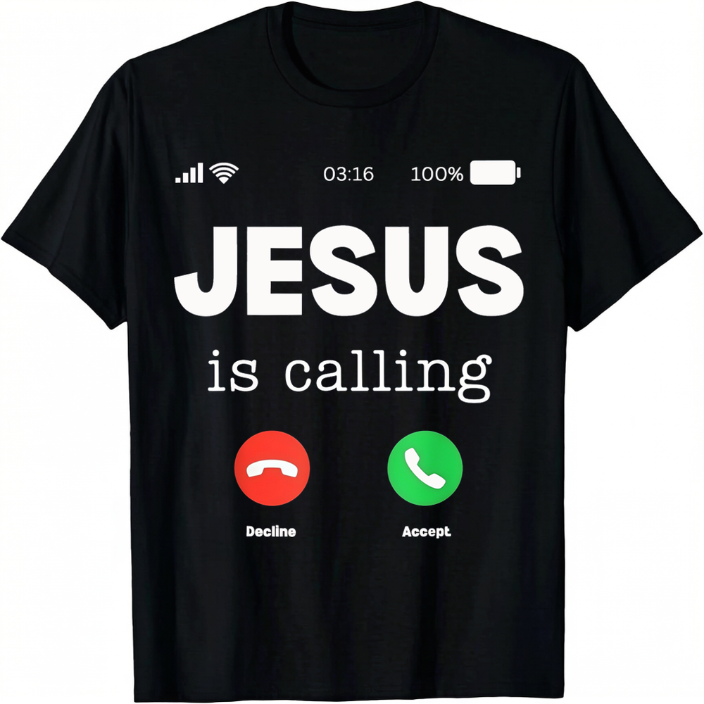 Jesus Is Calling Christian Faith Graphic Men’s T-Shirt Religious Prayer Tee