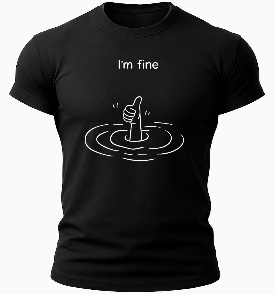 I'm Fine Funny Sarcastic Humor Minimalist Trending Meme Graphic Unisex Tee