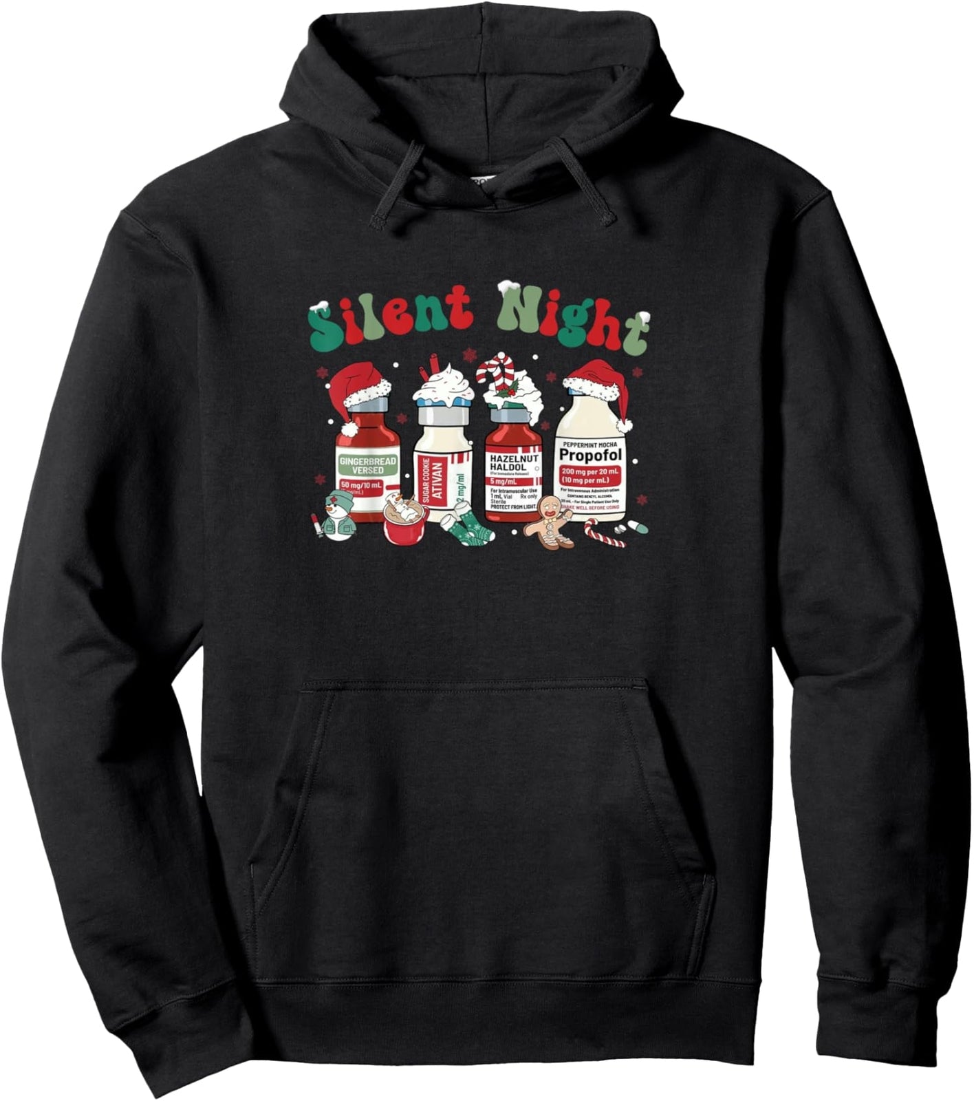 Silent Night Funny Christmas Gift Nurse Medical Xmas Unisex Hooded Sweatshirt