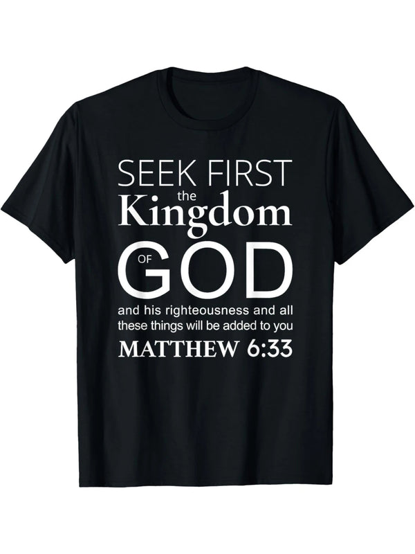 Christian T-Shirt with Joshua 1:9 Bible Verse Black Cotton Tee for Men & Women