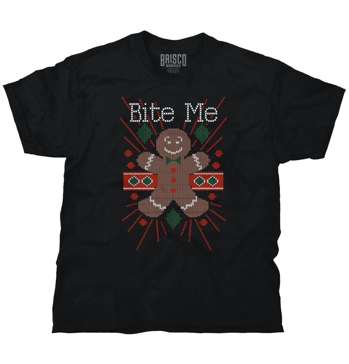 Ugly Christmas Bite Gingerbread Man Stitch Womens or Mens Crewneck T Shirt Tee
