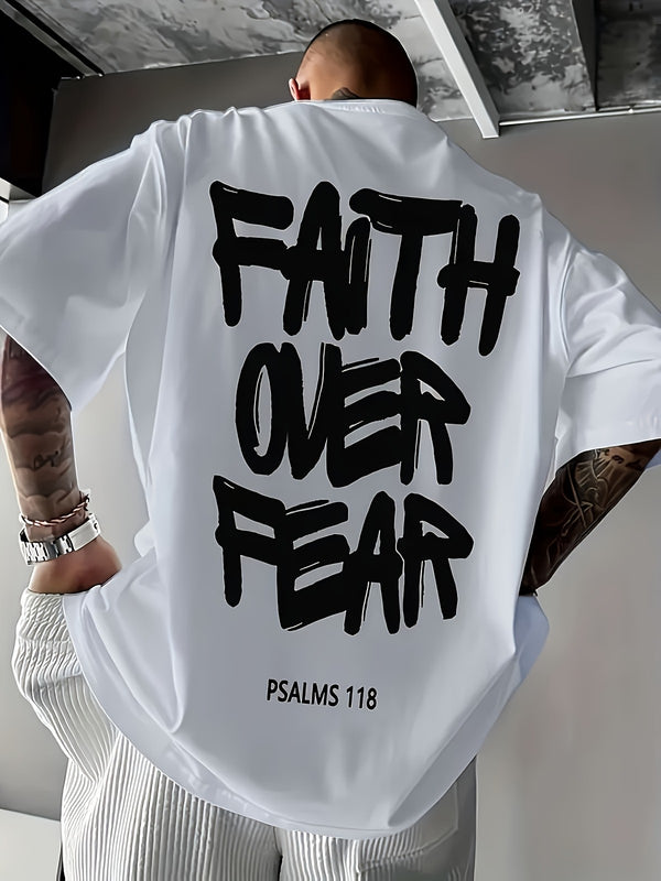 Men's "Faith Over Fear" Motivational Graphic T-Shirt Men's Inspirational Positive Attitude Casual Tee
