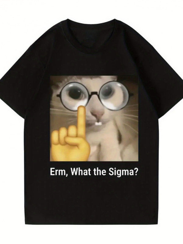 Funny Meme Graphic T-Shirt for Men with Humorous Cat Design