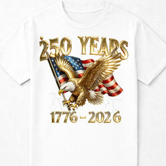 250 Years 1776-2026 Patriotic Eagle American Flag T Shirt