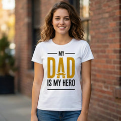 My Dad Is My Hero T-Shirt Vintage Graphic Tee Mustache Design Father's Day Gift