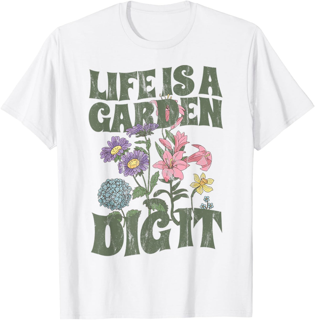 Funny Retro Vintage Life is a Garden Digit Live it up Unisex T-Shirt