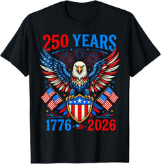 250th Anniversary 250 Years USA 1776 4th Of July Patriotic Unisex Tee
