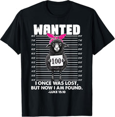 Wanted I Once was Lost Bible Verse Jesus Funny Sheep Easter T-Shirt