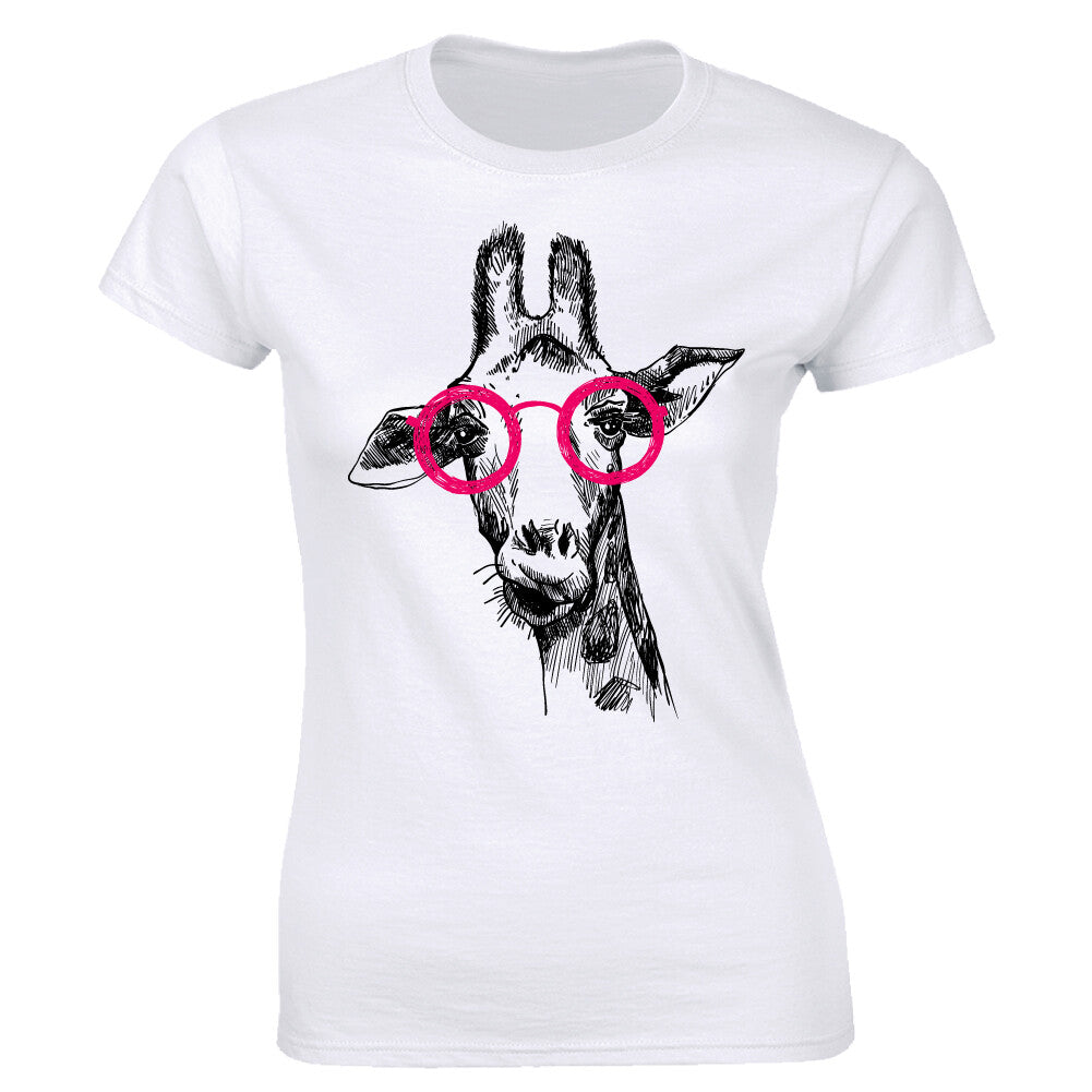 Hipster Giraffe With Glasses Funny Casual Animal Lover Unisex Tee