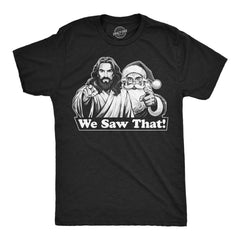 Mens Funny T Shirts We Saw That Christmas Santa Jesus Graphic tee