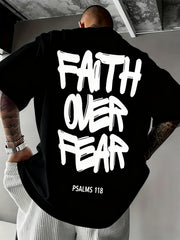 Men's "Faith Over Fear" Motivational Graphic T-Shirt Men's Inspirational Positive Attitude Casual Tee