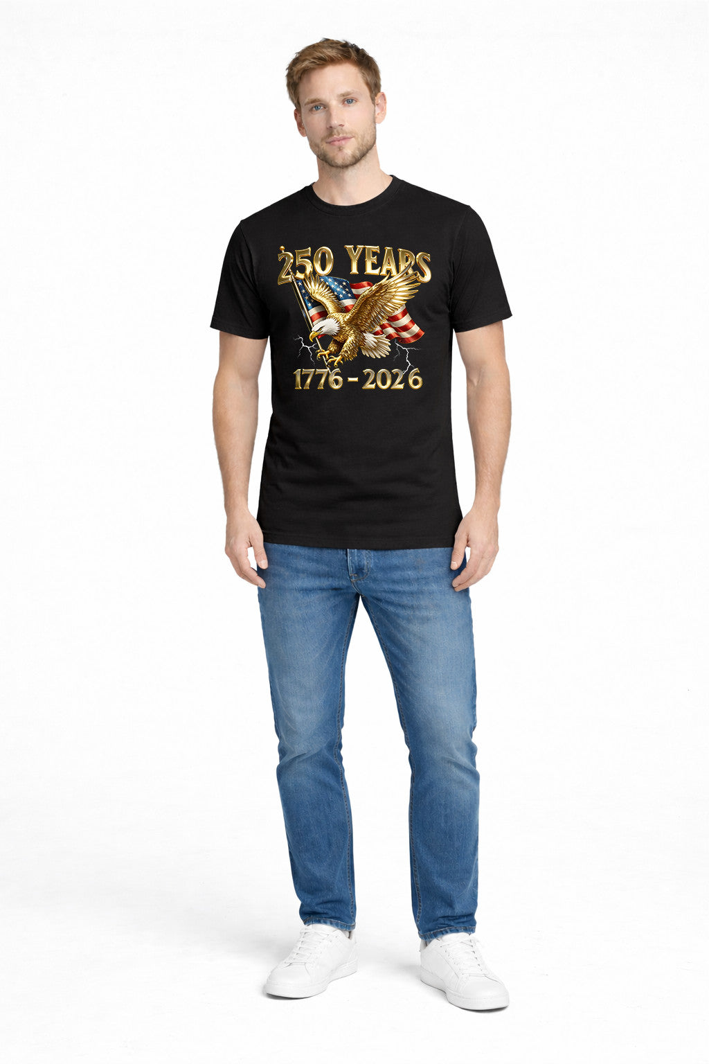 250 Years 1776-2026 Patriotic Eagle American Flag T Shirt