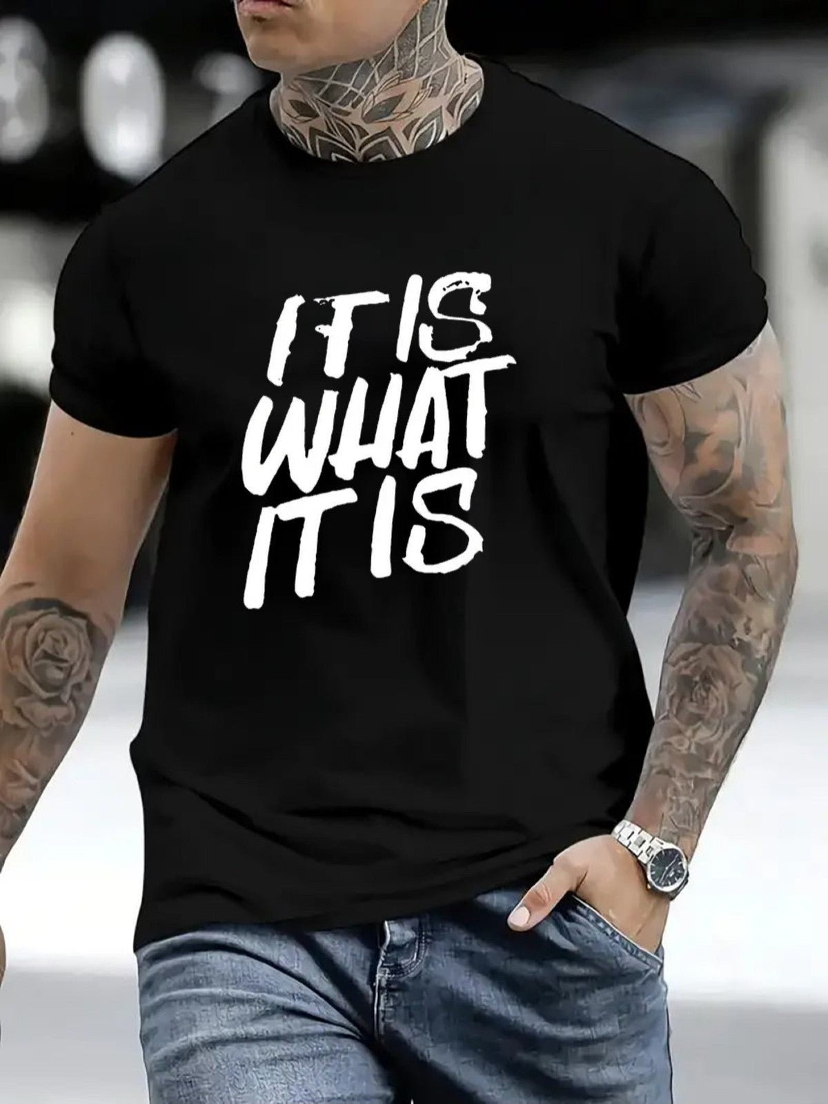 It Is What It Is Funny Quote Graphic T-Shirt Casual Unisex Tee