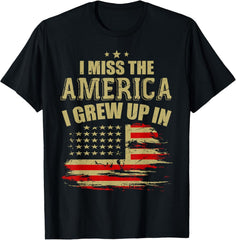 I Miss The America I Grew Up In American USA Flag Graphic Unisex T-Shirt