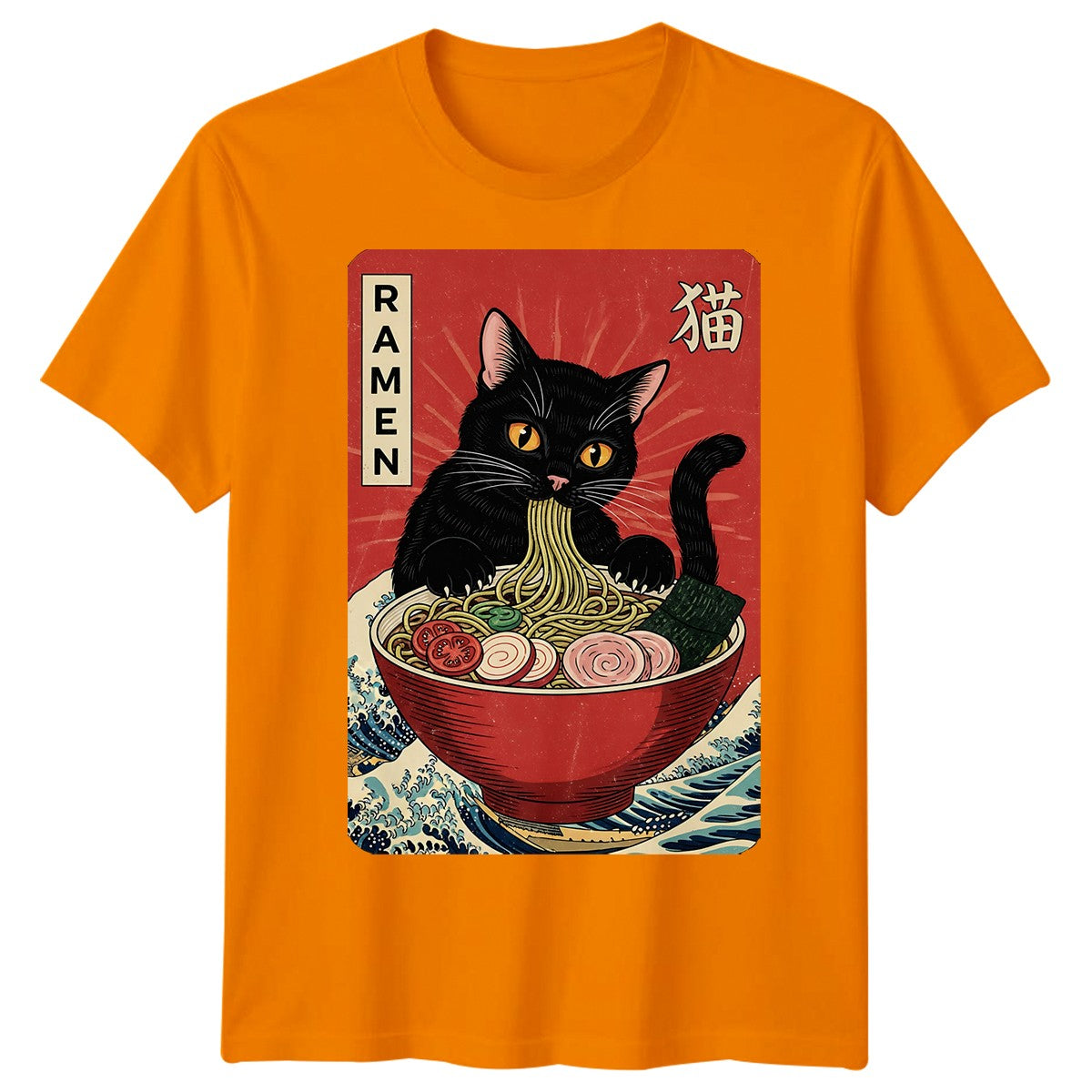 Ramen Cat Japanese Food Mens T-Shirt Womens Tee Graphic Unisex Tee