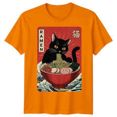 Ramen Cat Japanese Food Mens T-Shirt Womens Tee Graphic Unisex Tee