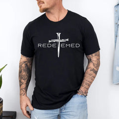Christian Redeemed Cross T-Shirt | Faith In Jesus Christ Graphic Tee For Men