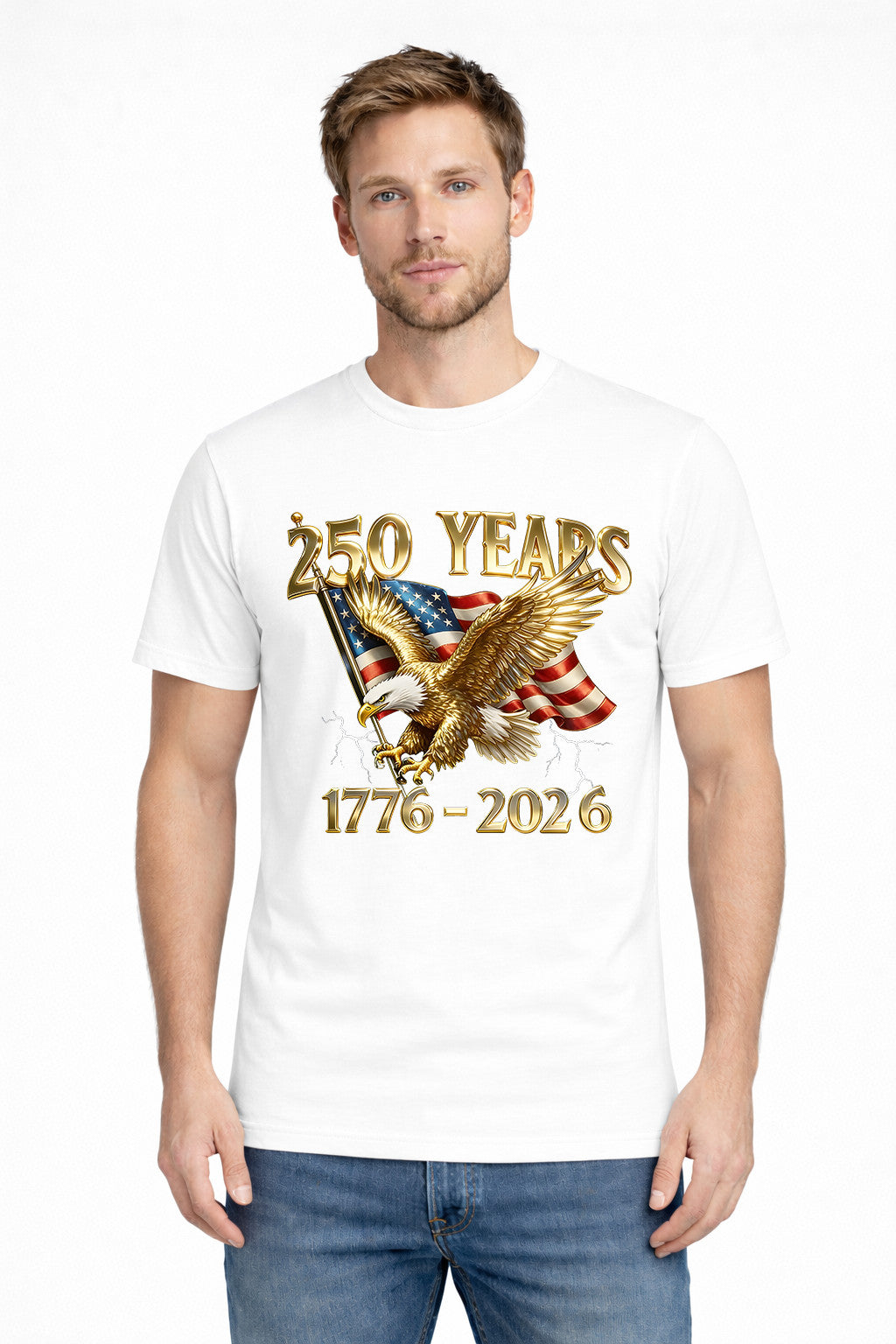 250 Years 1776-2026 Patriotic Eagle American Flag T Shirt