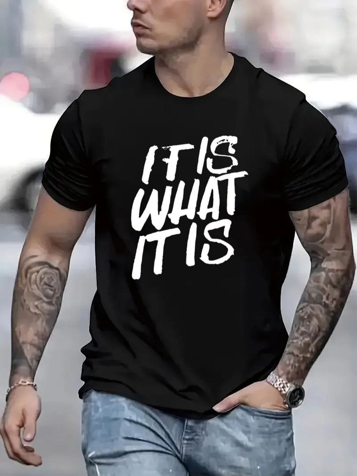 It Is What It Is Funny Quote Graphic T-Shirt Casual Unisex Tee
